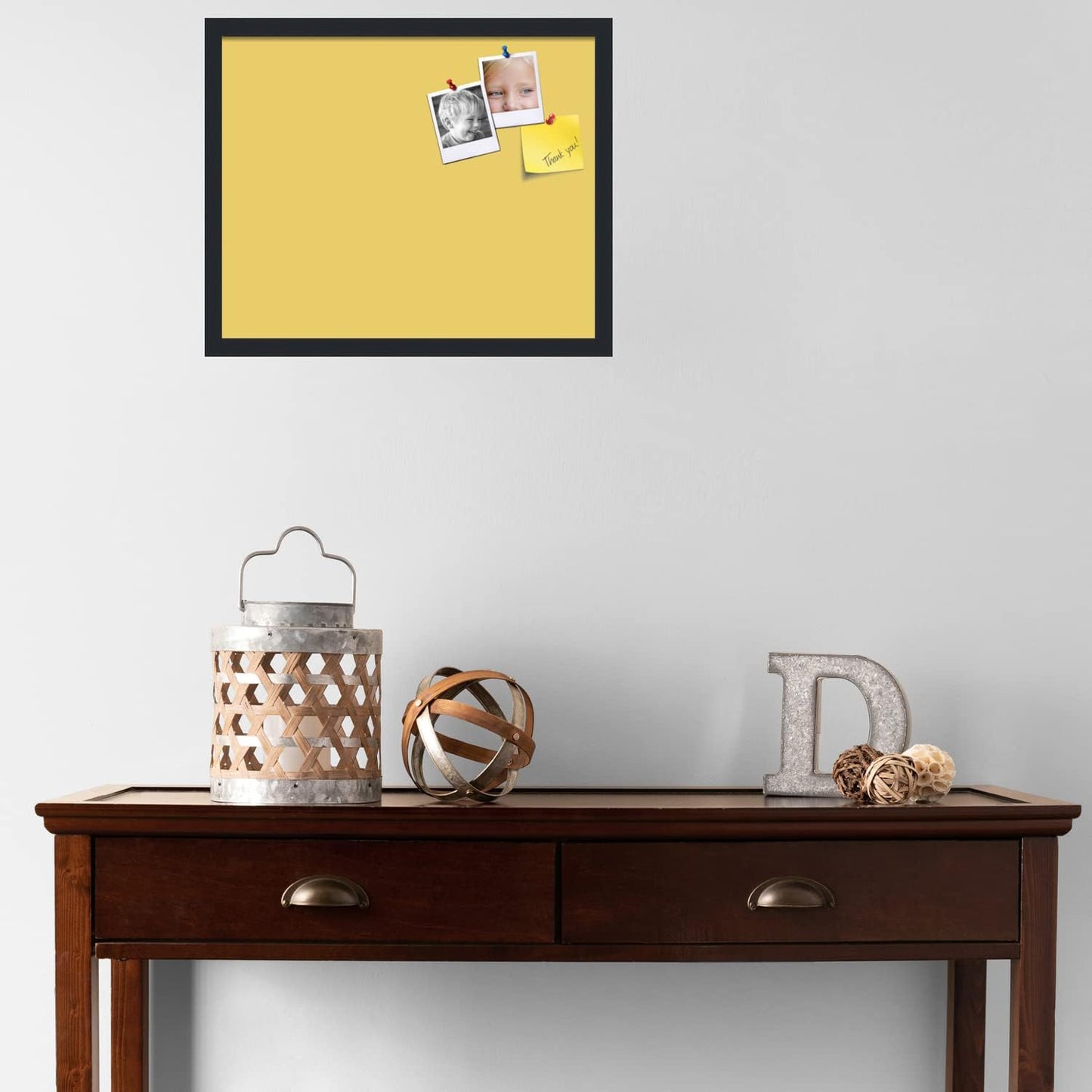 PinPix 21x17 Inch Cork Bulletin Board. This Decorative Framed Pin Board Comes with Honey Pastel Design and a Satin Black Frame. Ideal for Home Office Decor or Message Board (PinPix-1810)