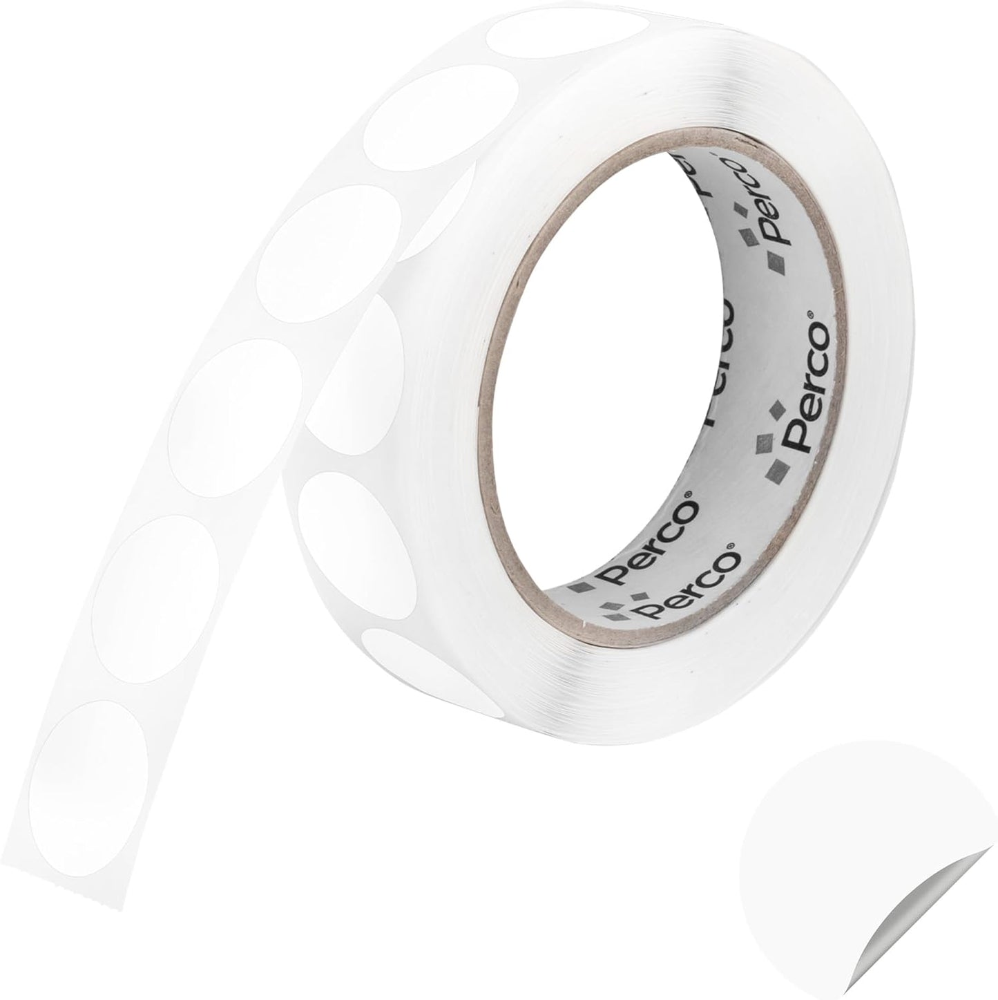 Perco White 1-Inch Round Circle Dot Sticker Labels with Removable Adhesive – 1,000 Labels per Roll – Versatile, Vibrant Colors, Reliable Hold, No Residue, Perforated for Convenient Use – Made in USA