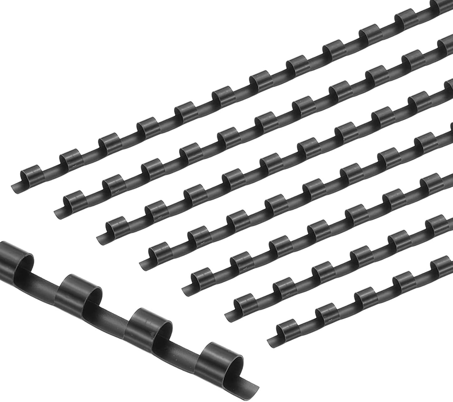 PATIKIL 6mm (1/4") Plastic Binding Combs, 200 Pcs 21 Rings Comb Binding Spines 20 Sheet Capacity Letter Size for Binding Paper Sheets Notebook Calendar Picture Album, Black