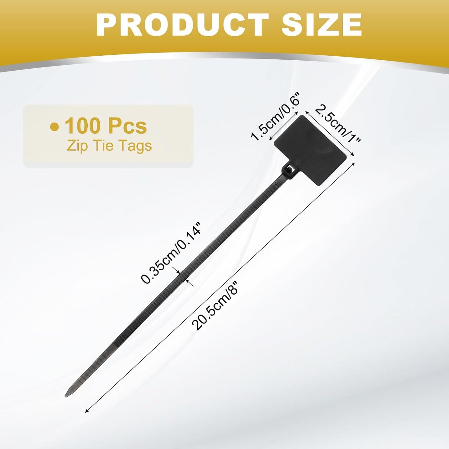 uxcell 100 Pcs Cable Label Marker Tags, Nylon Cable Zip Tie Tags 8.7 Inch Writable Self-Locking Wire Labels Zip Ties for Organization Marking, Black