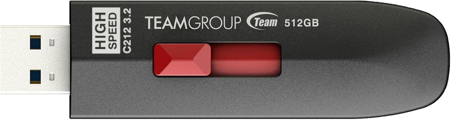 TEAMGROUP C212 Extreme Speed 512GB 1000/800MB/s USB 3.2 Gen 2 Easy Push-and-Pul Flash Thumb Drive External Data Storage Memory Stick Compatible with Computer/Laptop/PS4 PS5 TC2123512GB01