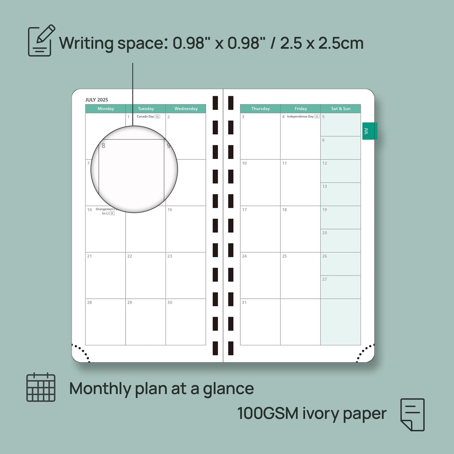 POPRUN Pocket Planner 2025-2026 (Slim Size 3.5'' x 6.5'') Academic Purse Calendar (July 2025 - June 2026) with Hourly Time Slots, 100GSM Thick Paper, Spiral Soft Cover - Purple