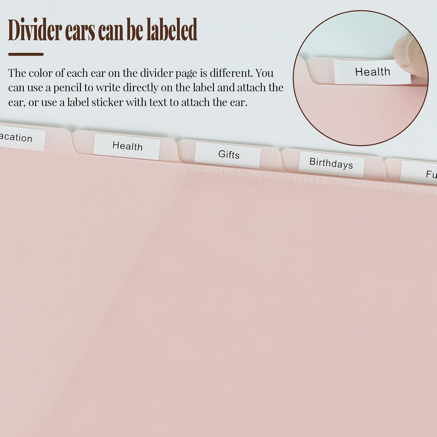 5 tab dividers for 3 Ring Binder with Pockets, Plastic Dividers with Clear Front Pocket, 5-tab Index Dividers with 3 Holes Punched for School & Office Supplies (Pink - 2 Sets)