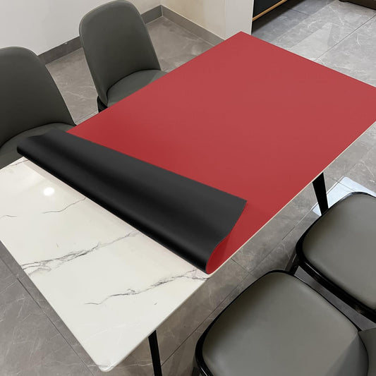 Leather Table Cover,1.8mm Thick,42x96 Inch Table Protector,Table Protector for Dining Room Table,Dining Table Cover,Table Cover Protector.(Black+Wine Red,42x96)