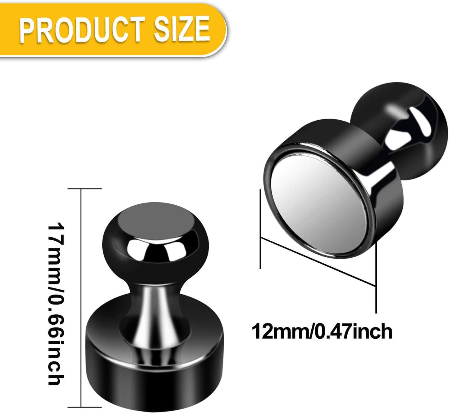 65Pcs Black Magnetic Push Pins, Fridge Magnets for Whiteboard, Small and Strong Push Pin Magnet s for Classroom, Magnetic Decorative, Office, Dry Erase and Map Magnets