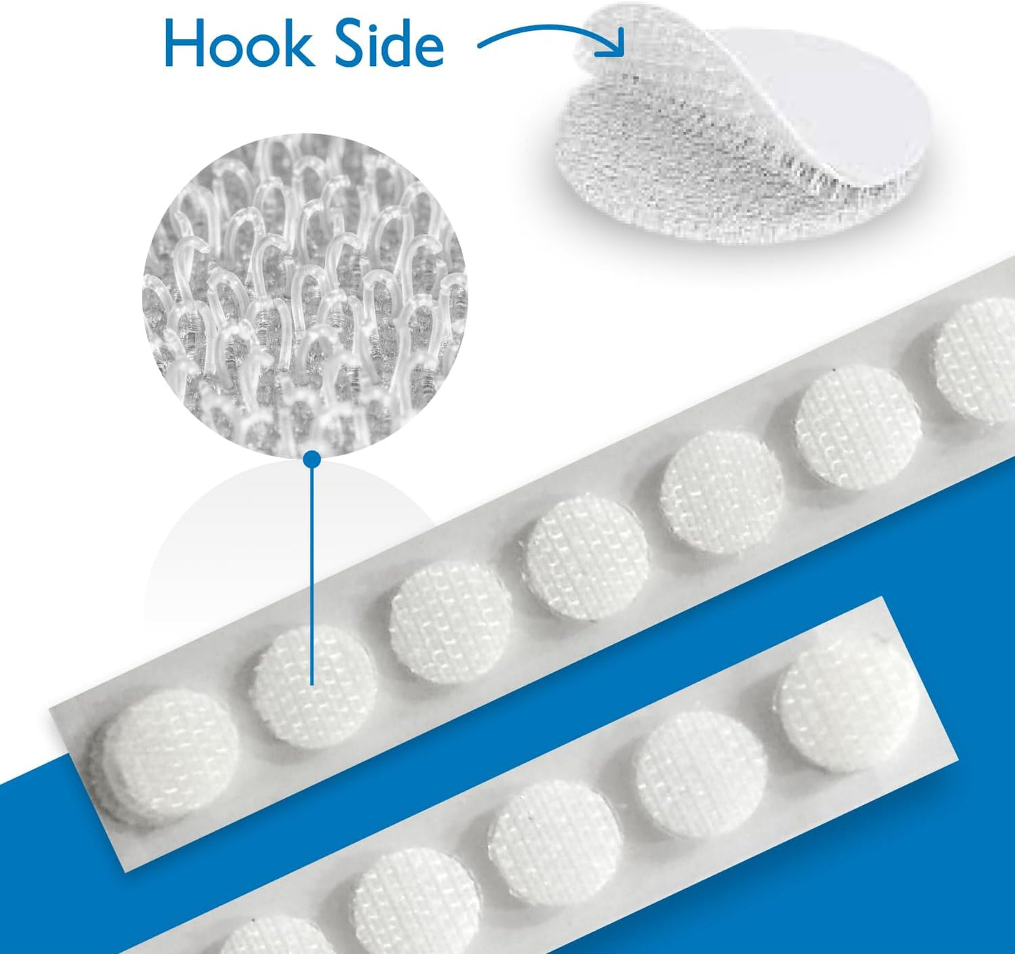 1/2-inch Diameter Hook and Loop Self-Adhesive Dots, 1440 per roll/Hook-Side Only (White)
