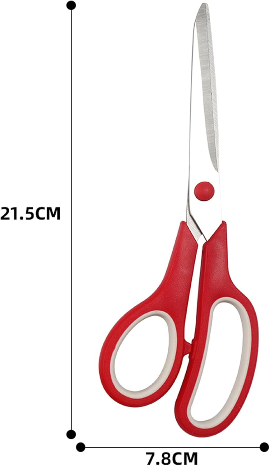 Red Scissors Bulk, Rkqoa 8" All Purpose Scissors Pack of 6- High Performance and Designed for Comfort and Cutting - Sharp to Cut but Soft to Hold. Perfect for Art, Crafts and the Office