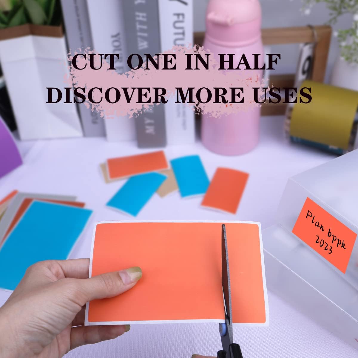 PARLAIM 3" x 5" Rectangle Adhesive Color Code Stickers,250 per Dispenser Box Roll Square Label Inventory Stickers Salmon