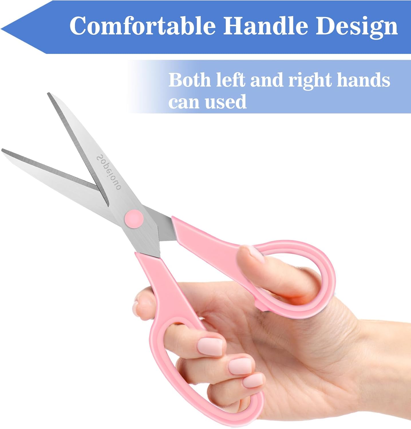 Scissors Set of 6-Pack, 8" Scissors All Purpose Comfort-Grip Handles, Sharp Scissor for Office Home School Craft Sewing Fabric Supplies, High/Middle School Student Teacher, Right/Left Hand