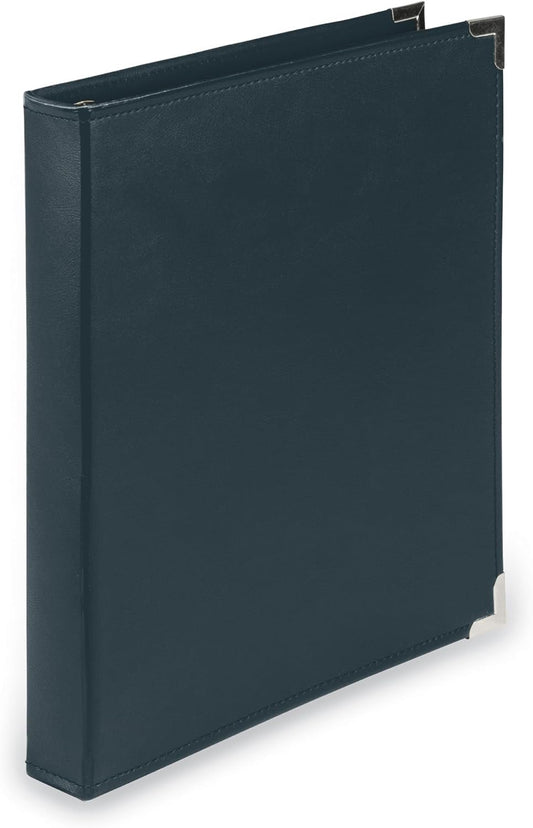 Samsill Classic Collection 3 Ring Leather Binder, Executive Presentation Portfolio, 1 Inch (Holds 100 Sheets), Silver Round Ring, Navy