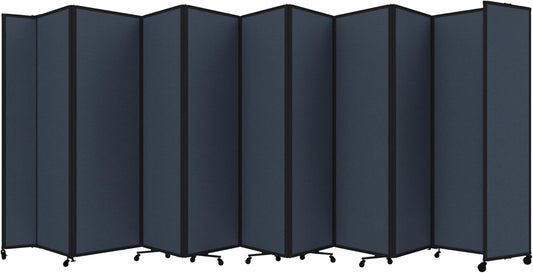 Versare Room Divider 360 Portable Wall Partition | Folding Panels | Large Freestanding Divider | Locking Wheels | Temporary Room Separator | 25' x 7'6'', Ocean