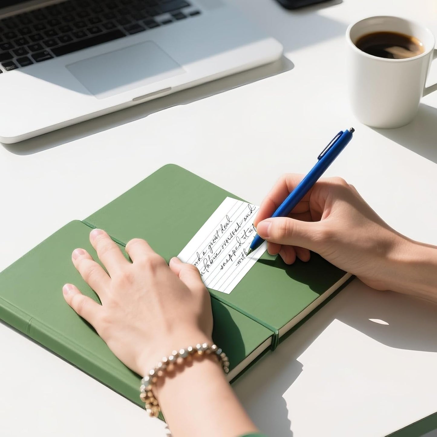 250 Count White Index Cards 3x5 Inch with Key Ring, 180gsm Heavyweight Flash Card (50 Sheets Each), Durable & Portable Note Taking for Students, Teachers, Study Note Cards for Office Home School