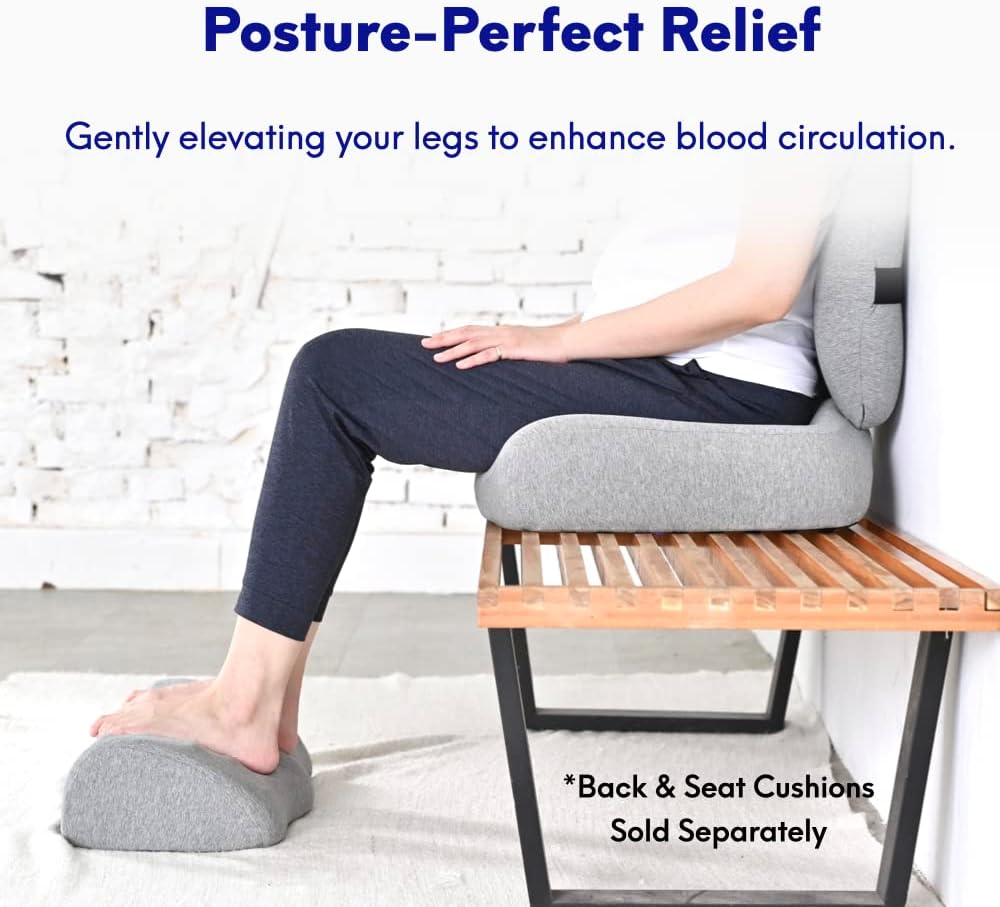 C CUSHION LAB Ergonomic Foot Rest for Under Desk - Patented Massage Ridge Design Memory Foam Foot Stool Pillow for Work, Home, Gaming, Computer, Office Chair - Footrest for Back & Hip Pain Relief