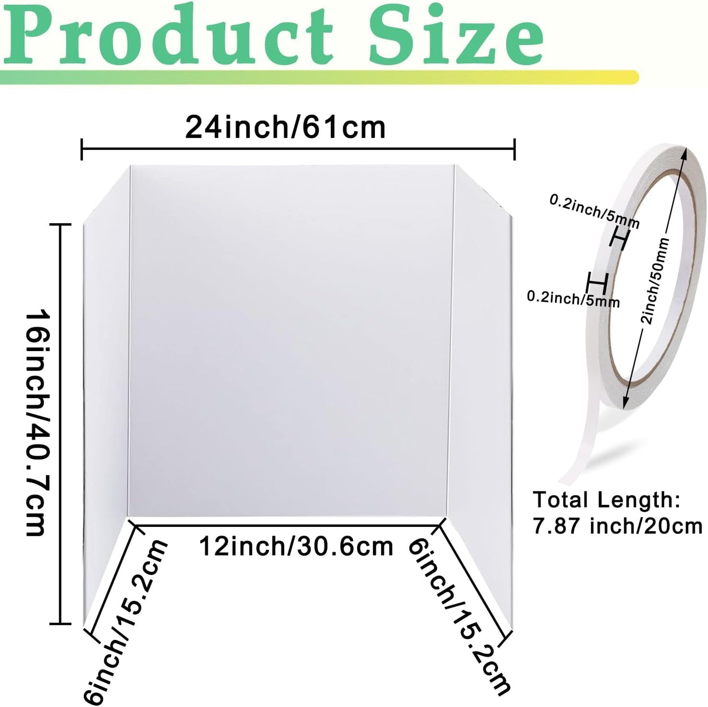 Medium Trifold Poster Board, 24 x 16inches Poster Board with Double Sided Tapes and Cardboard, Corrugated Presentation,Science Fair Display Boards for School Project, Science Fair, Business