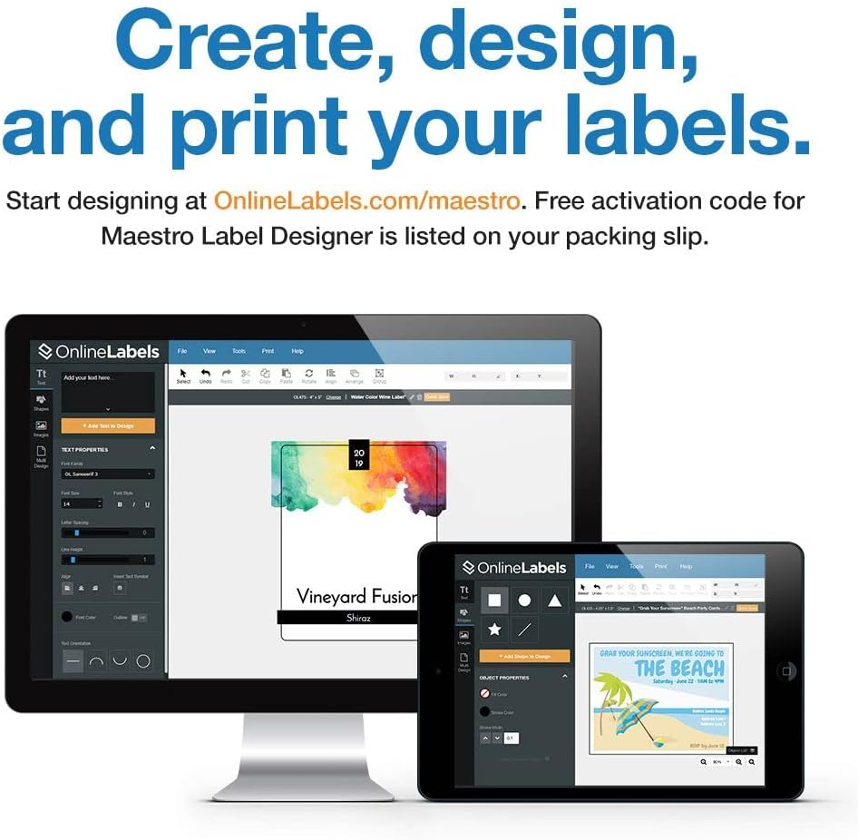 4 x 2.5 Rectangle Labels - Pack of 4,000 Labels, 500 Sheets - Inkjet/Laser Printer - Online Labels