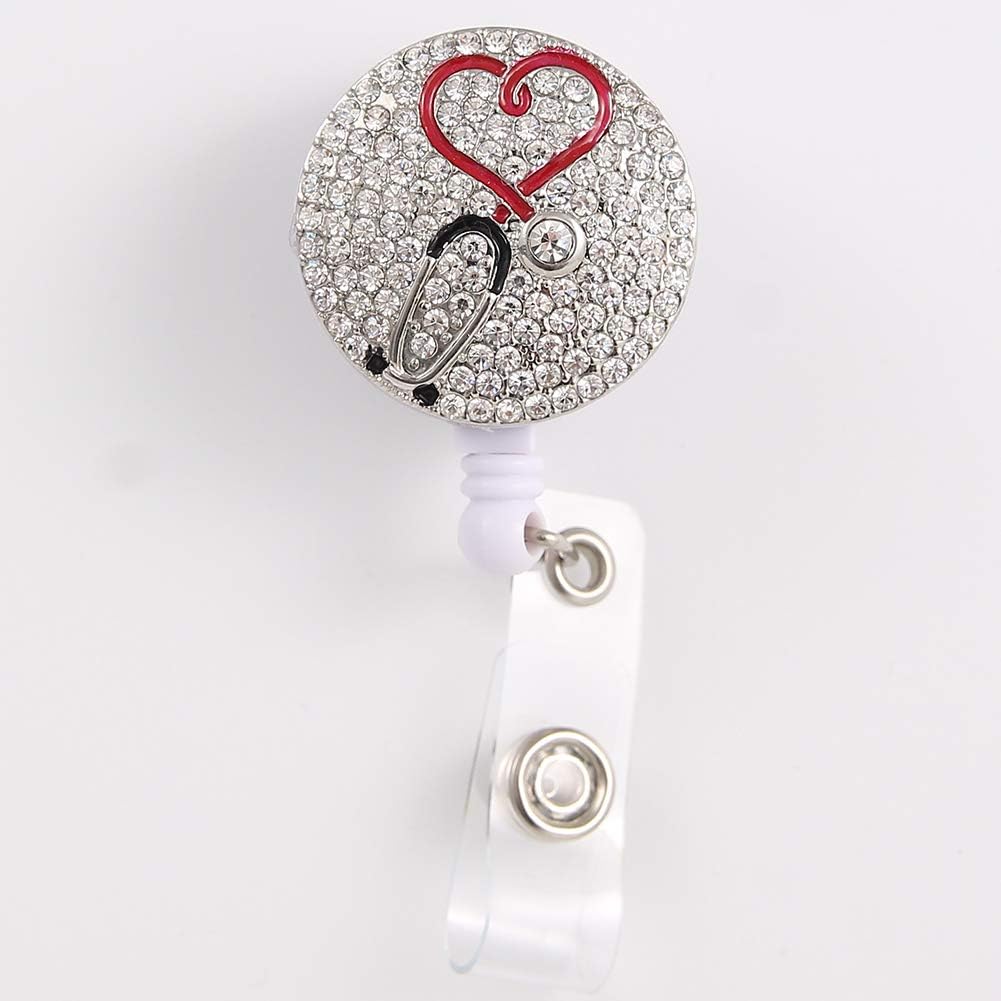 Nurse Retractable Badge Reel, Cute Badge Holder with Alligator Clip, Nurse Badge Clip for ID Card Holders (Stethoscope)