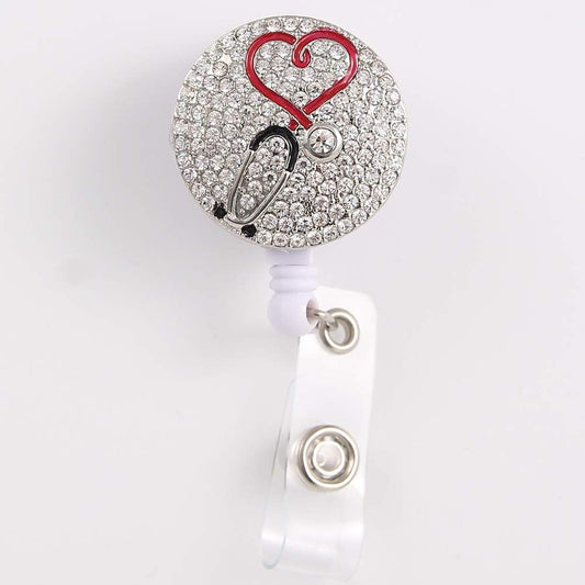 Nurse Retractable Badge Reel, Cute Badge Holder with Alligator Clip, Nurse Badge Clip for ID Card Holders (Stethoscope)