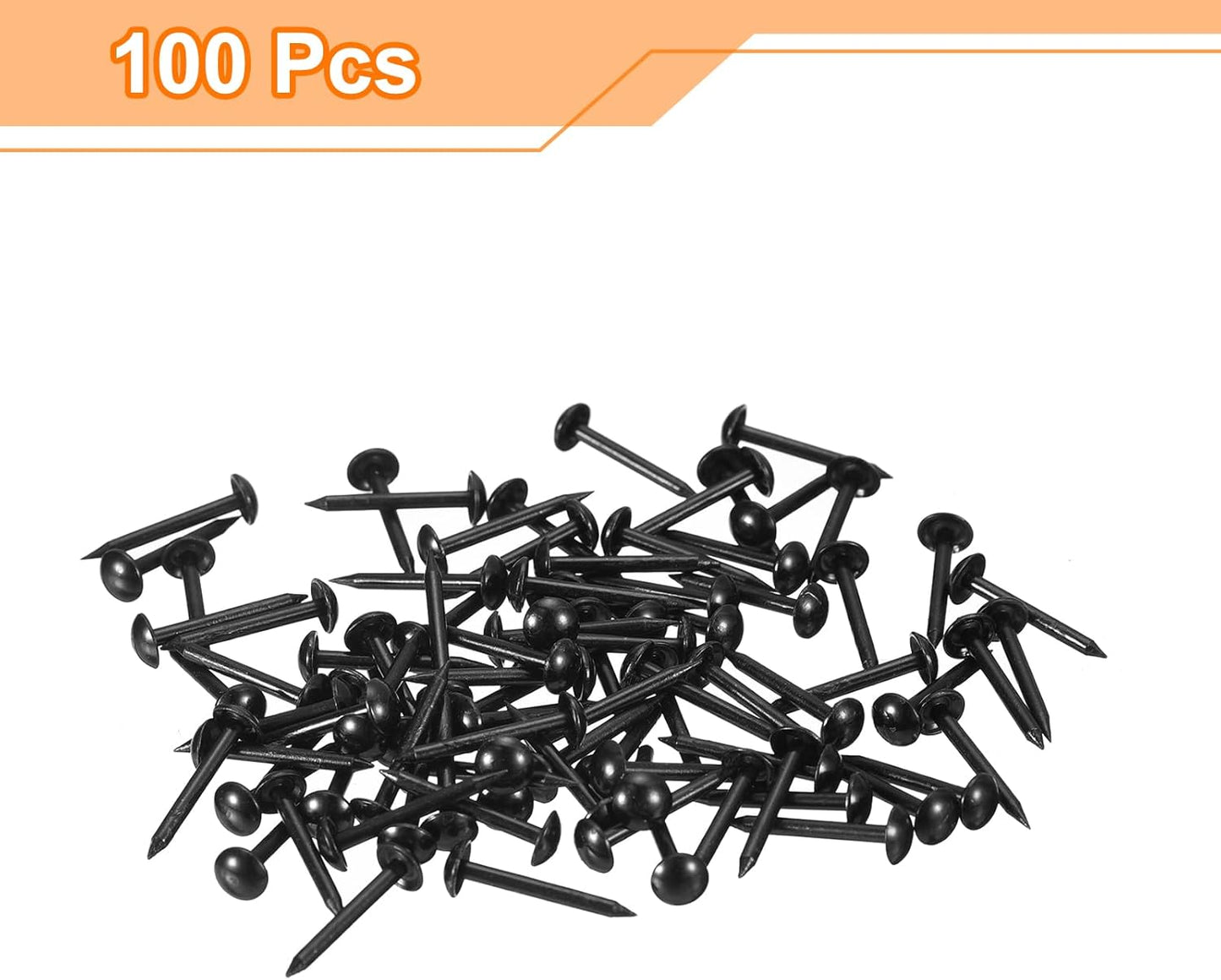 uxcell Upholstery Tacks Nail Pins Furniture, 100Pcs 5x17mm Thumb Tack Pins Assortment Kit Carbon Steel for Home Sofa DIY Decorative Nail Heads Nails, Black