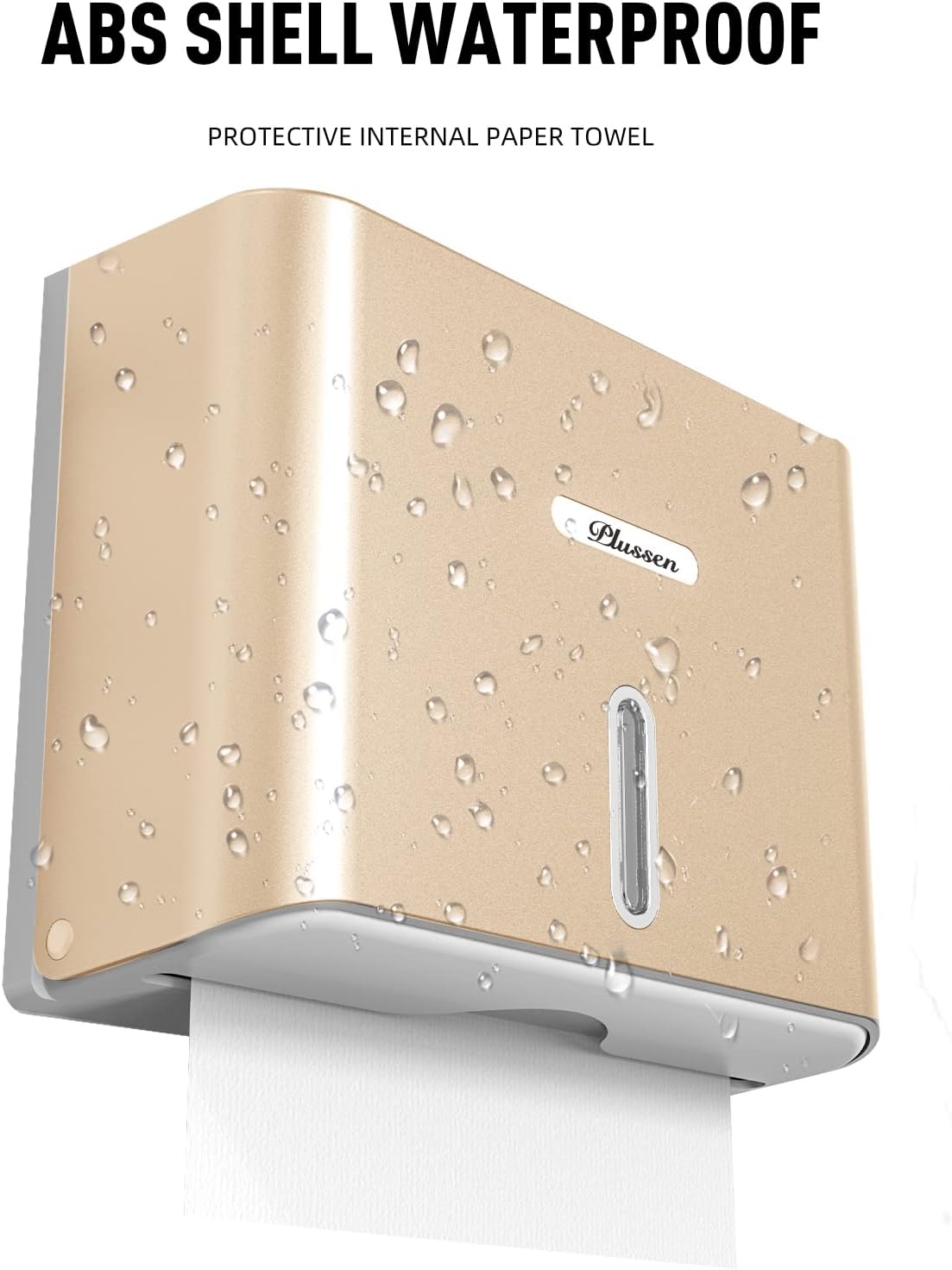 Paper Towel Dispenser Wall Mount, Adhesive No Drilling Multifold Trifold C Fold Commercial Hand Towel Dispenser,Gold