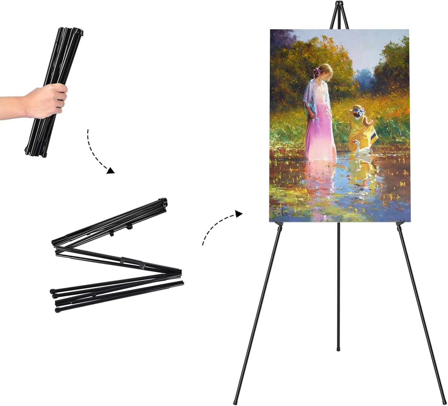 Easel Stand for Sign, Aredy 63" Portable Painting Easel, Lightweight Metal Easels for Painting Canvas, Wedding Sign (2 Pack)
