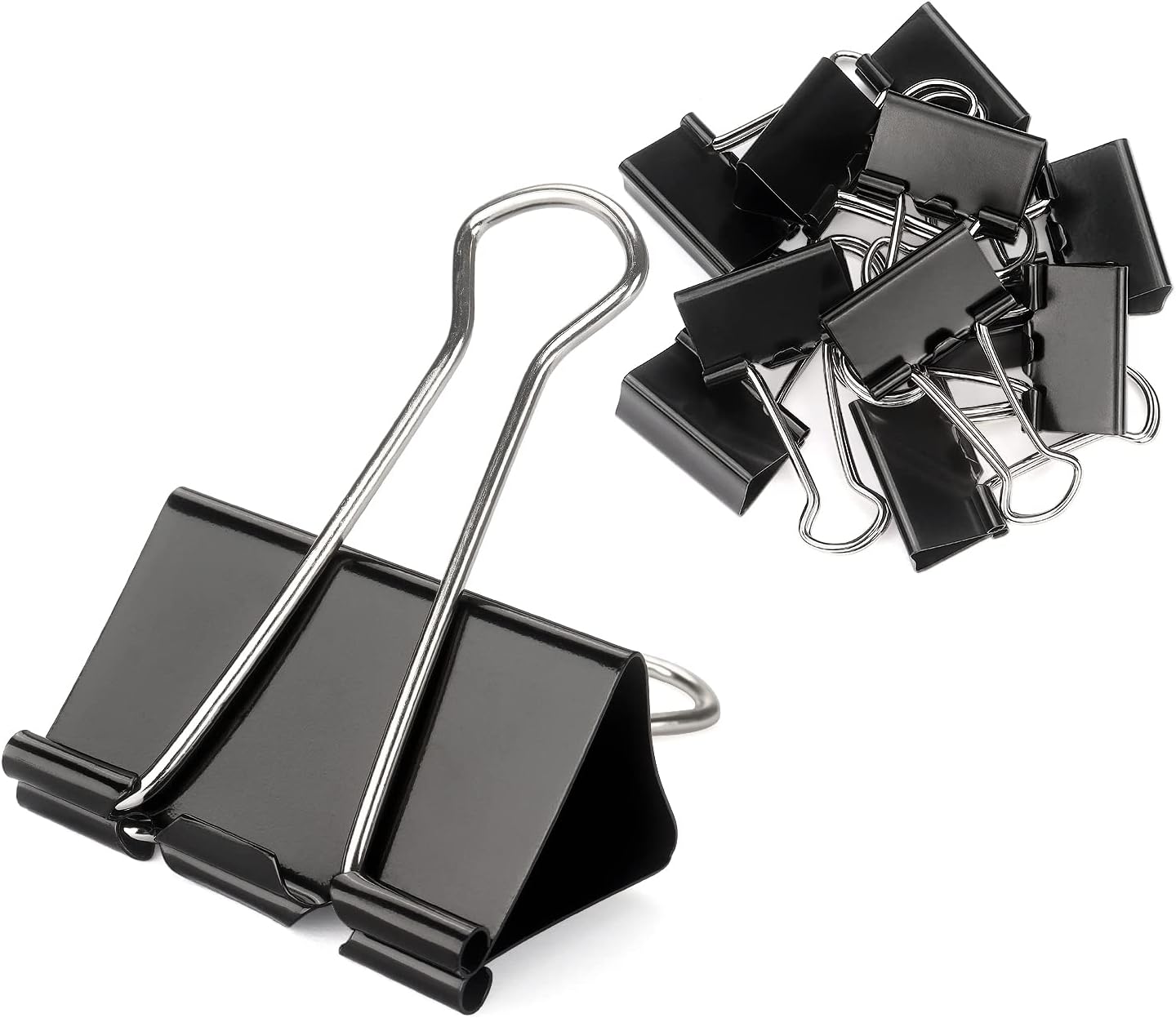 ZZTX Large Binder Clips Paper Clamps Clips Black, 1.6 Inches, 12 Pack