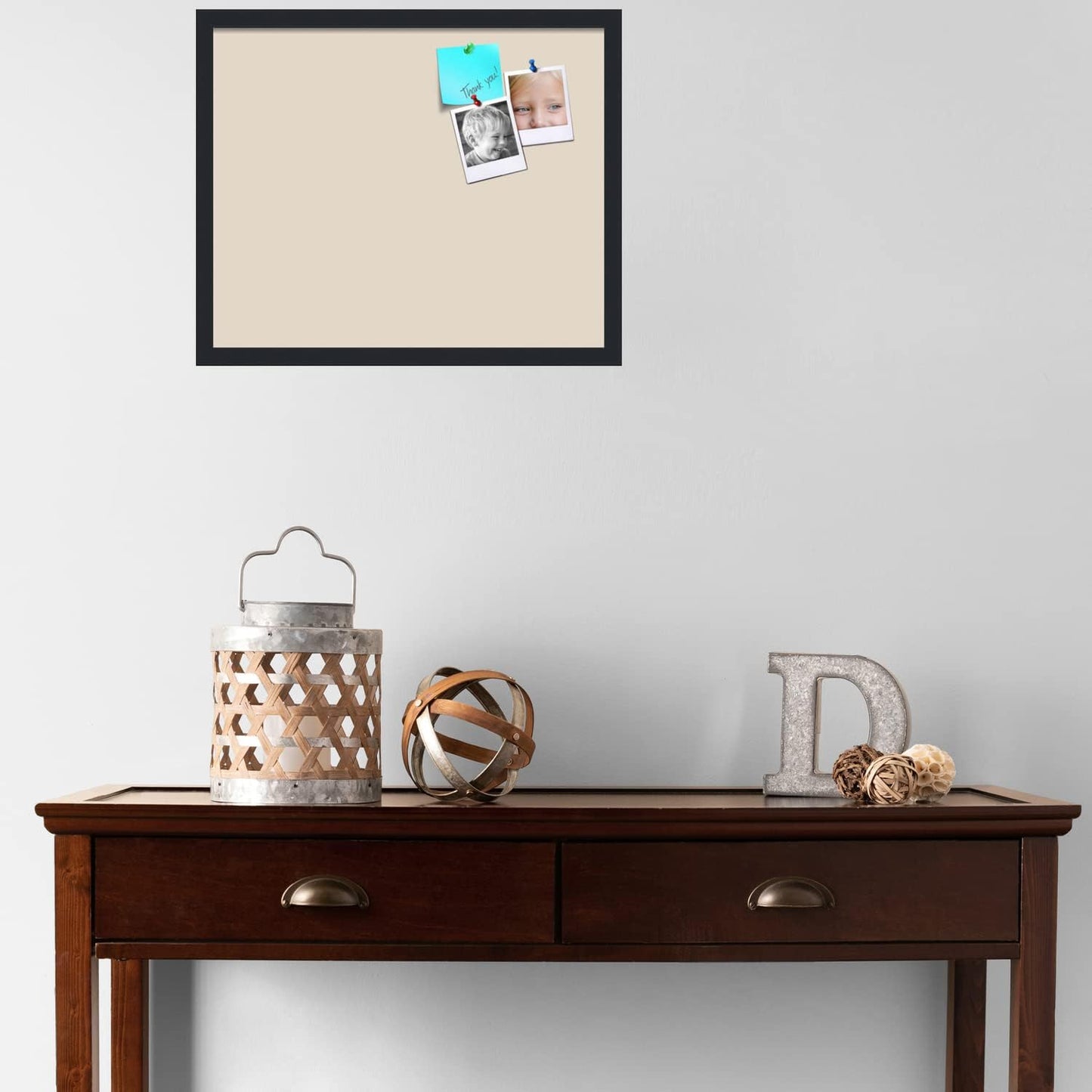 PinPix 22x18 Inch Cork Bulletin Board. This Decorative Framed Pin Board Comes with Desert Pastel Design and a Satin Black Frame. Ideal for Home Office Decor or Message Board (PinPix-1815)