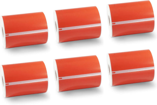 BETCKEY Colored Labels Compatible with Dymo 1744907 (4" x 6") Extra Large Shipping Labels, Compatible for Dymo LabelWriter Thermal 4XL & Zebra Desktop Printers [6 Rolls, Red]