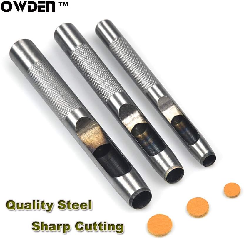 6 Pieces Hollow Hole Punch Set (1/8" - 5/16"),Leather Punch Tools, with A Free Cutting MAT