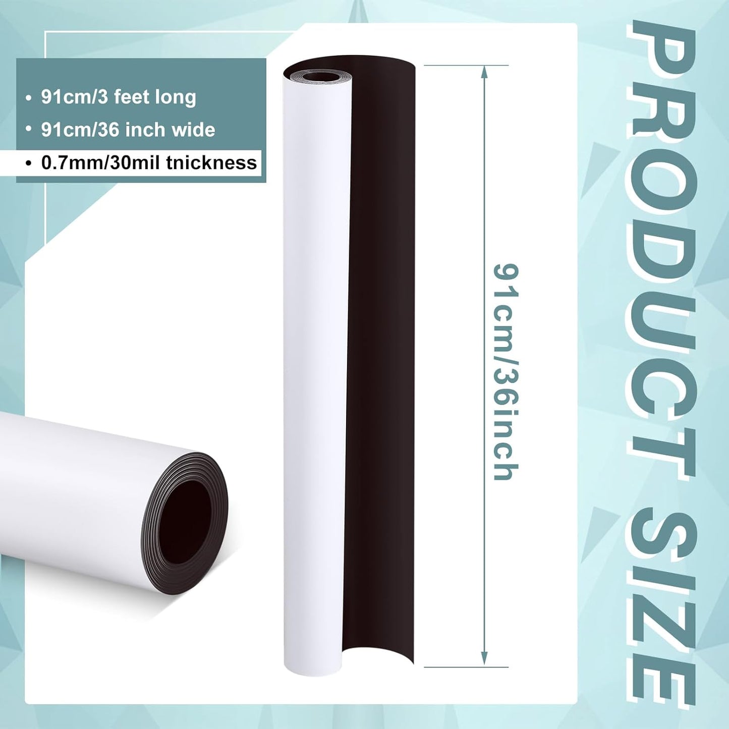 Amylove Blank White Surface Magnet Sheets 36 Inch x 3 Feet, 30 Mil Magnetic Roll Printable Flexible Vinyl Blank Magnetic Sign Sheet Safe for Vehicles DIY Craft Project