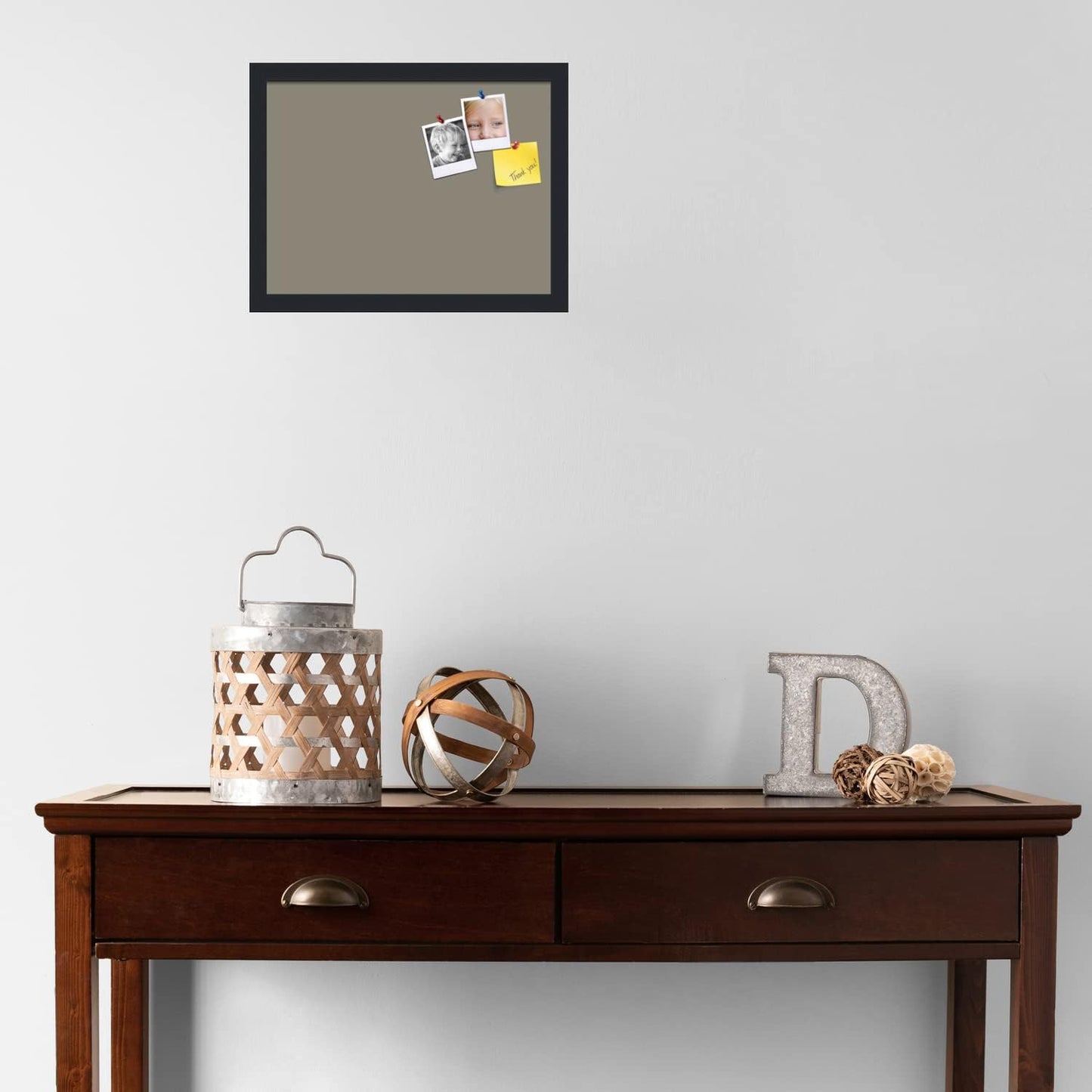 PinPix 16x12 Inch Cork Bulletin Board. This Decorative Framed Pin Board Comes with Pewter Design and a Satin Black Frame. Ideal for Home Office Decor or Message Board (PinPix-1812)