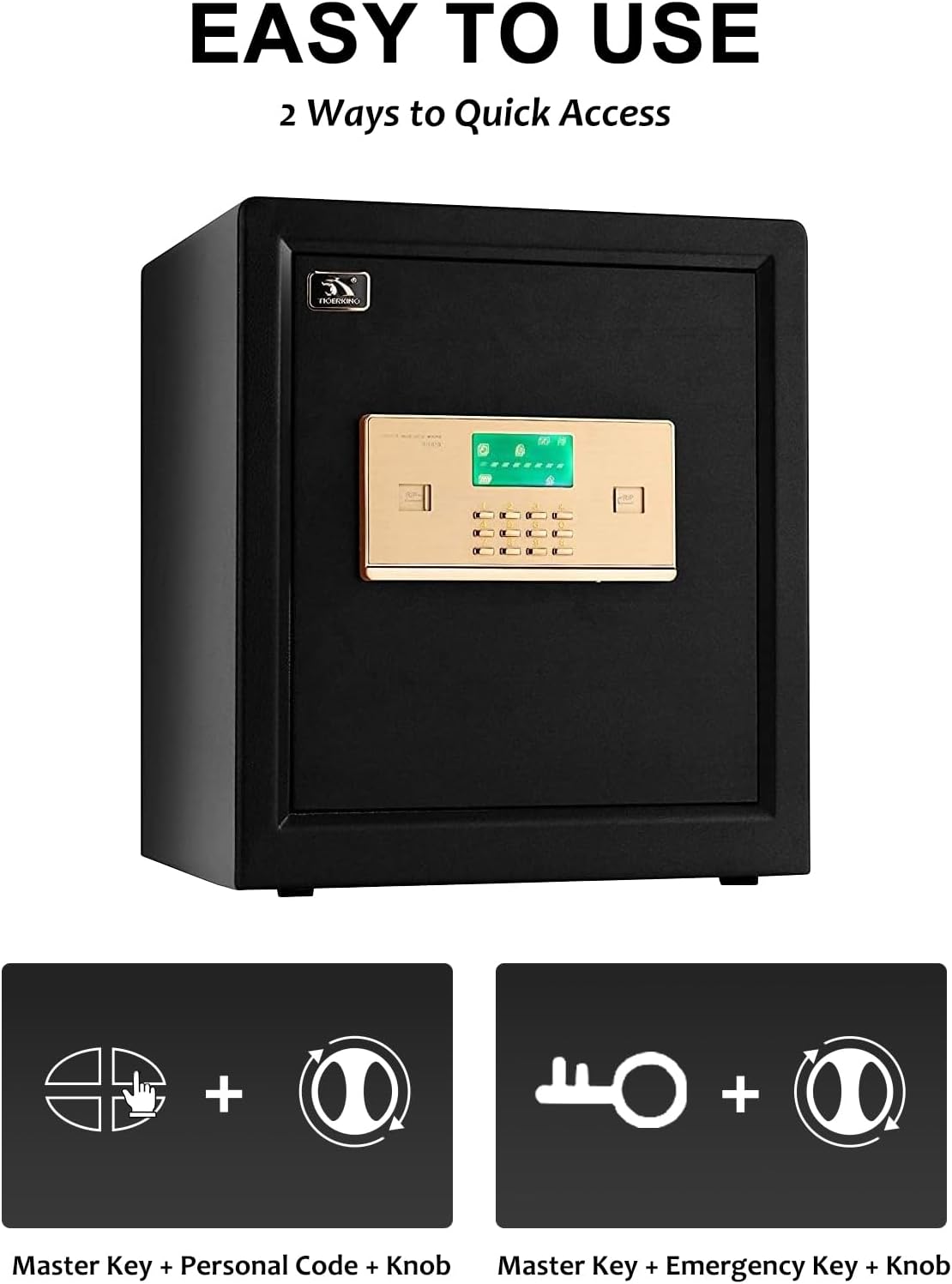 TIGERKING Safe Box,1.5 Cubic Feet Big Home Safes with Digital Lock for Home and Office