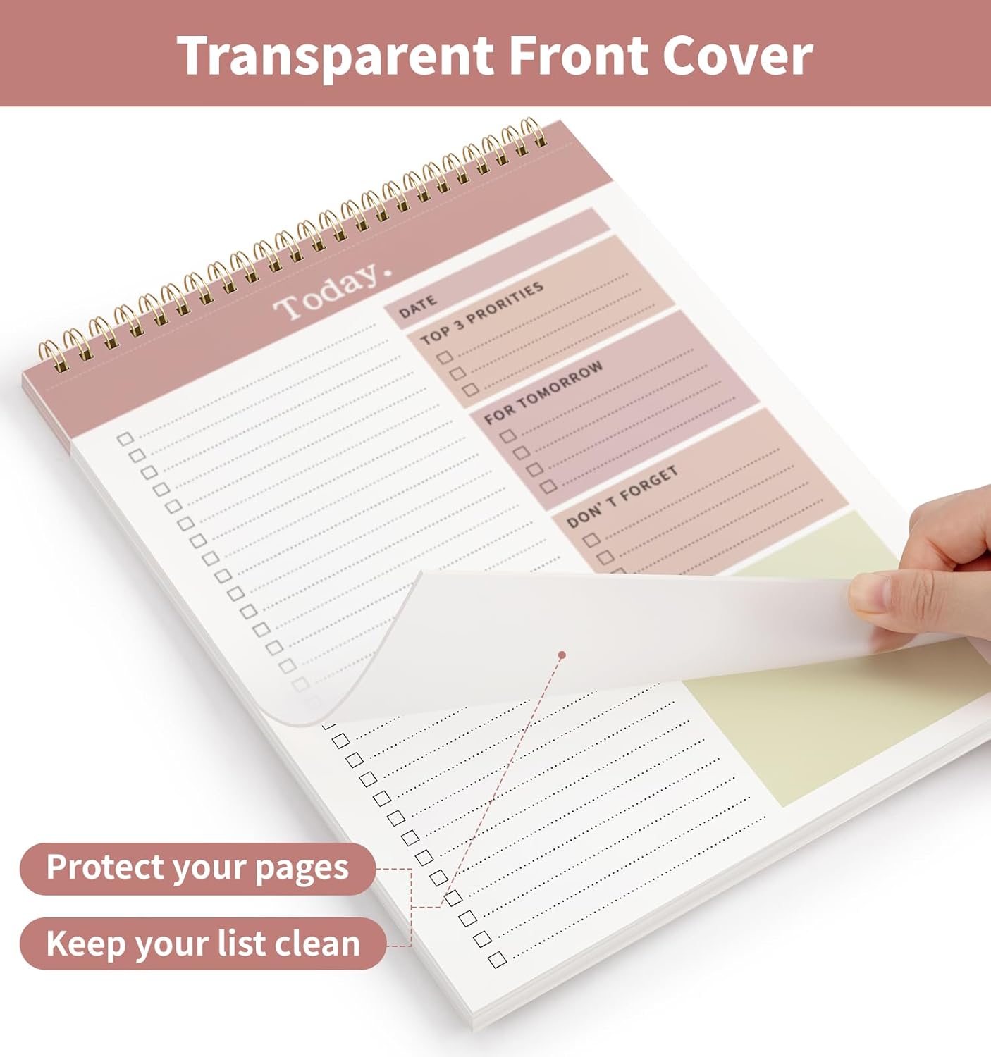 To Do List Notepad, 52 Undated Sheets （8.5"×11"）Duplex-printed Daily Planner For Work Home School Office Desk Accessories Supplies & Goal Setting Tasks-RED