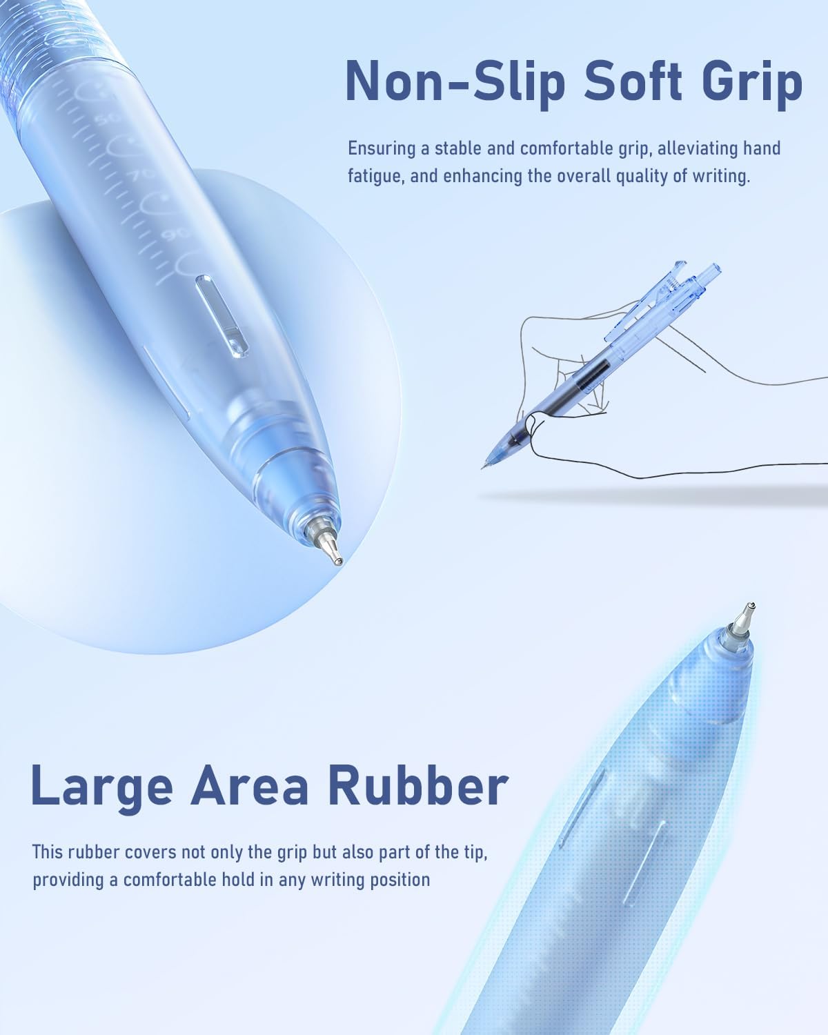 Four Candies 14Pack Pastel Gel Ink Pen Set,Cute Retractable 0.5mm Fine Point Pen,Note Taking Aesthetic Pens,12 Pack Black Ink Pens with 2Pack Highlighter, Smooth Writing Pens for School, Office (Blue)