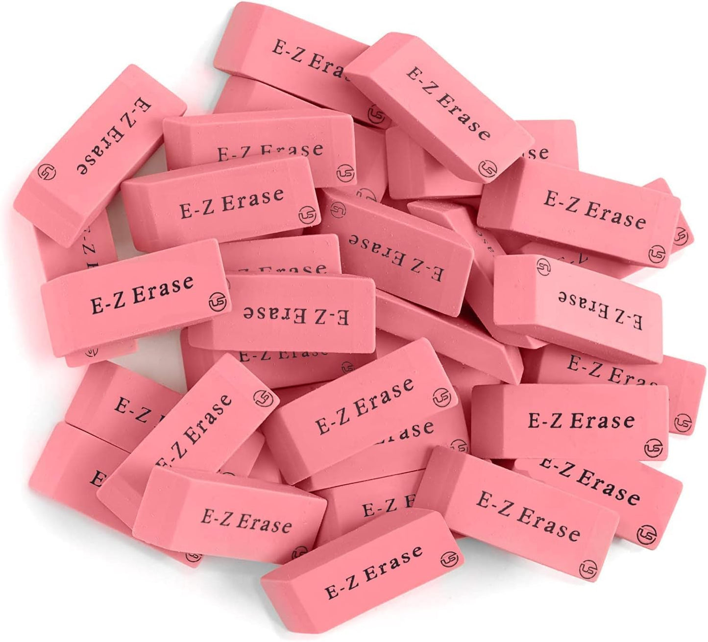 Pink Erasers, 60 Count Rectangular Eraser Bulk Pack, Latex Free Pink Pearl Erasers for School Supplies, Art and Office