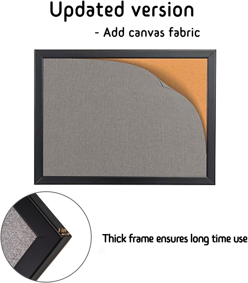 Gideal Large Bulletin Board 36 x 48 Inch, 100% Wood Framed Canvas Cork Board for Office with Grey Fabric, Wall Mounted Notice Board for Home School Office Decor