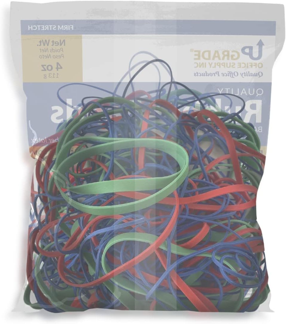 Upgrade Office Supply UPG22754PK3 Rubber Bands, Assorted Size and Colors, 1/4 lb 3-Pack, USA