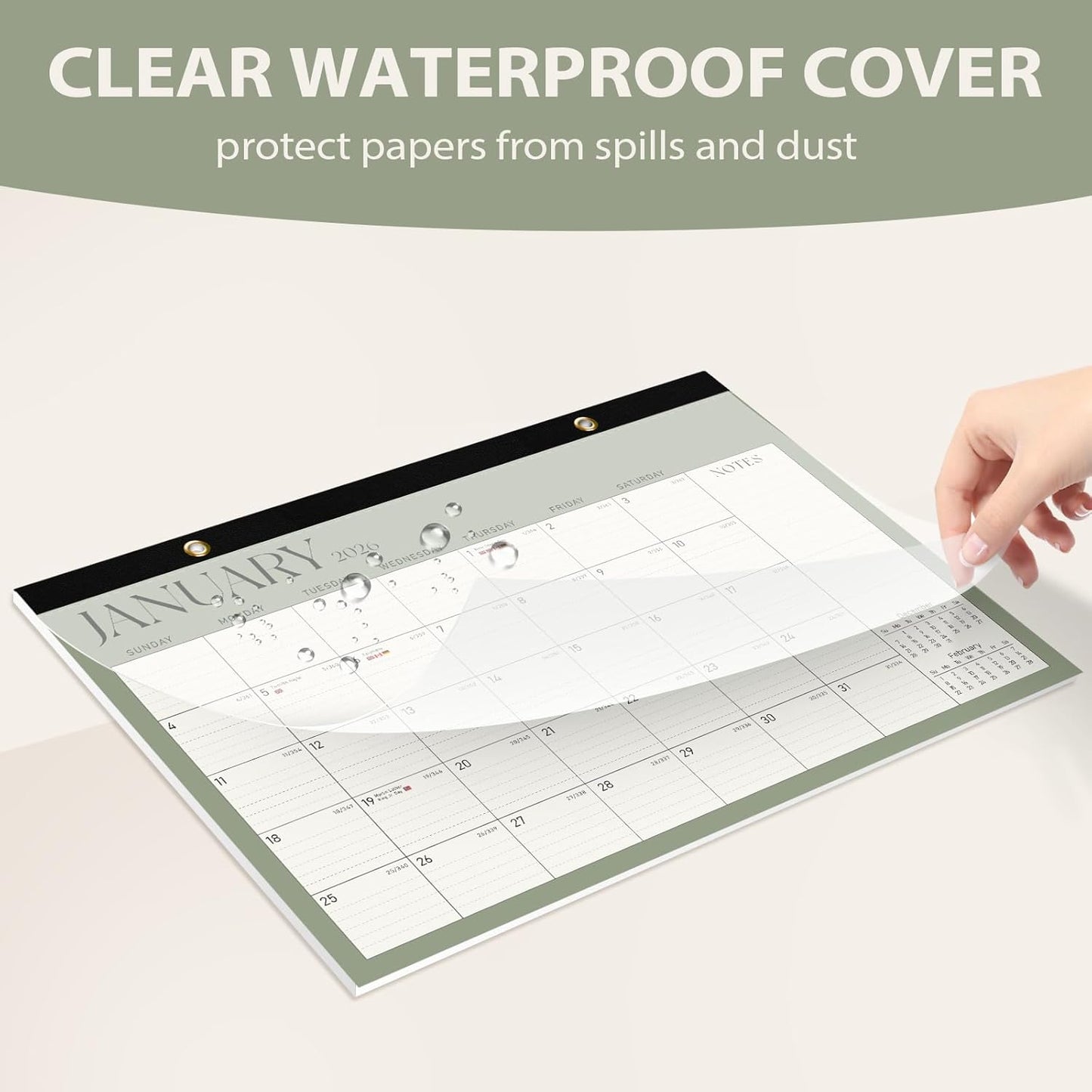 Desk Calendar 2025-2026, 18 Months (July 2025 to December 2026) - Large Size 17" x 12" Desktop/Wall Monthly Calendar with To Do List, Personal Desk Calendar Planner for Home, School, Office - Green