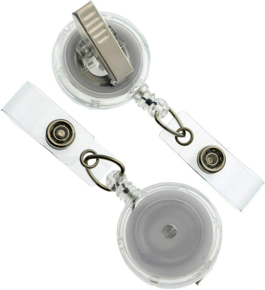 Bulk 100 Pack - Premium Clear Retractable Badge Reels with Alligator Swivel Clip on Back by Specialist ID (Translucent Clear)