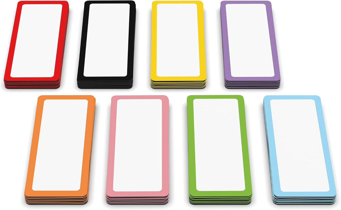 Dry Erase Magnetic Labels 2.8 x 1.2 in, Color Borders, Dry Erase Magnets, 60-Pack, White Erasable Write-On All-Purpose Labels, for Office, Education, Home, Whiteboard, Magnetic Name Tags