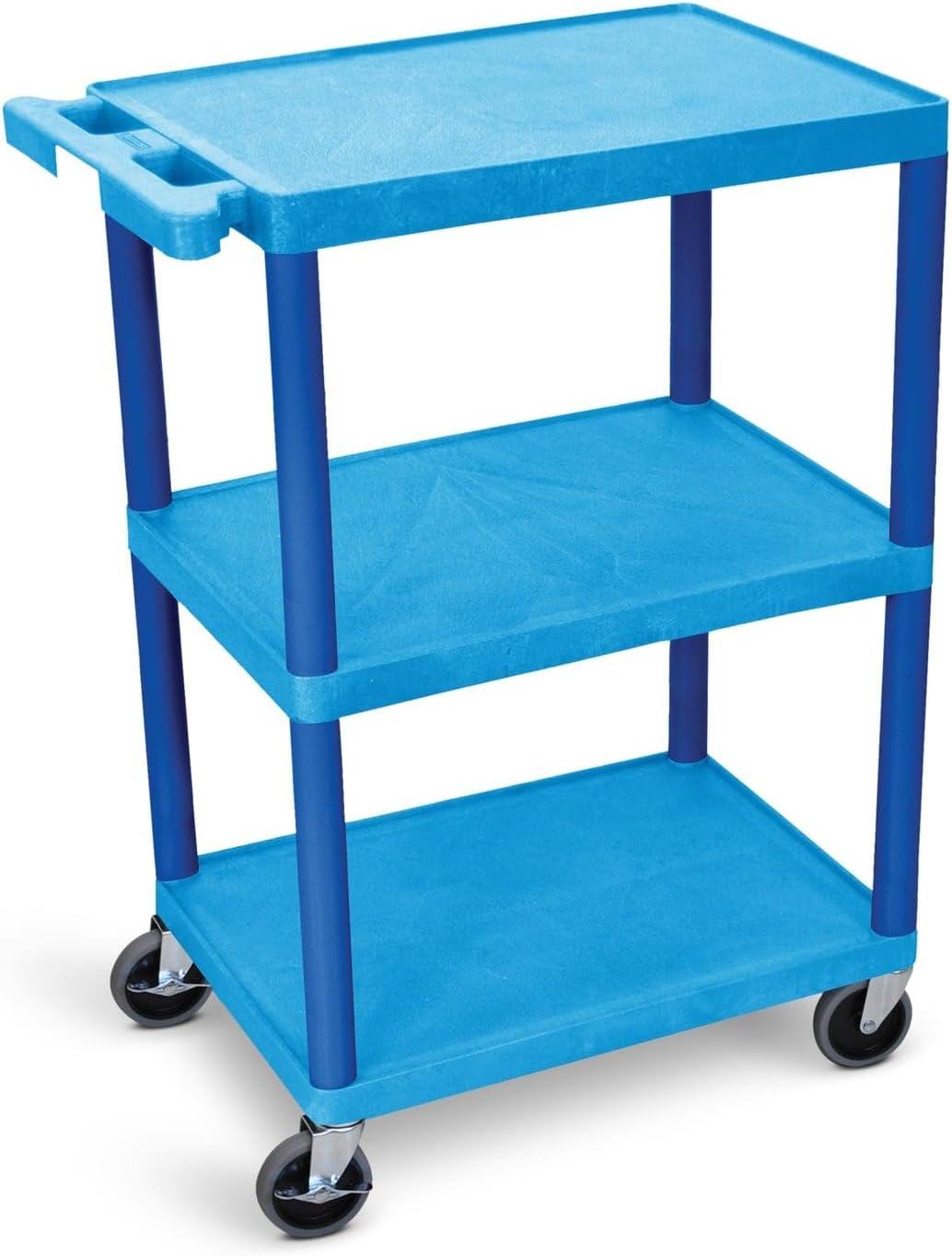 Luxor HE34 Utility Cart (Pack of 2) 3 Shelves Structural Foam Plastic - Blue