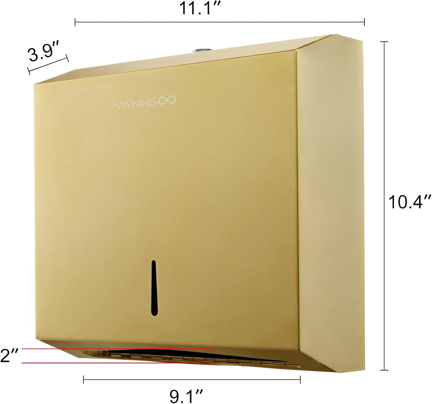 Commercial Paper Towel Dispenser Wall Mount, Tri-fold/Multi-fold/C-Fold Stainless Steel Paper Towel Holder Hand Towel Dispenser with Key (Gold)