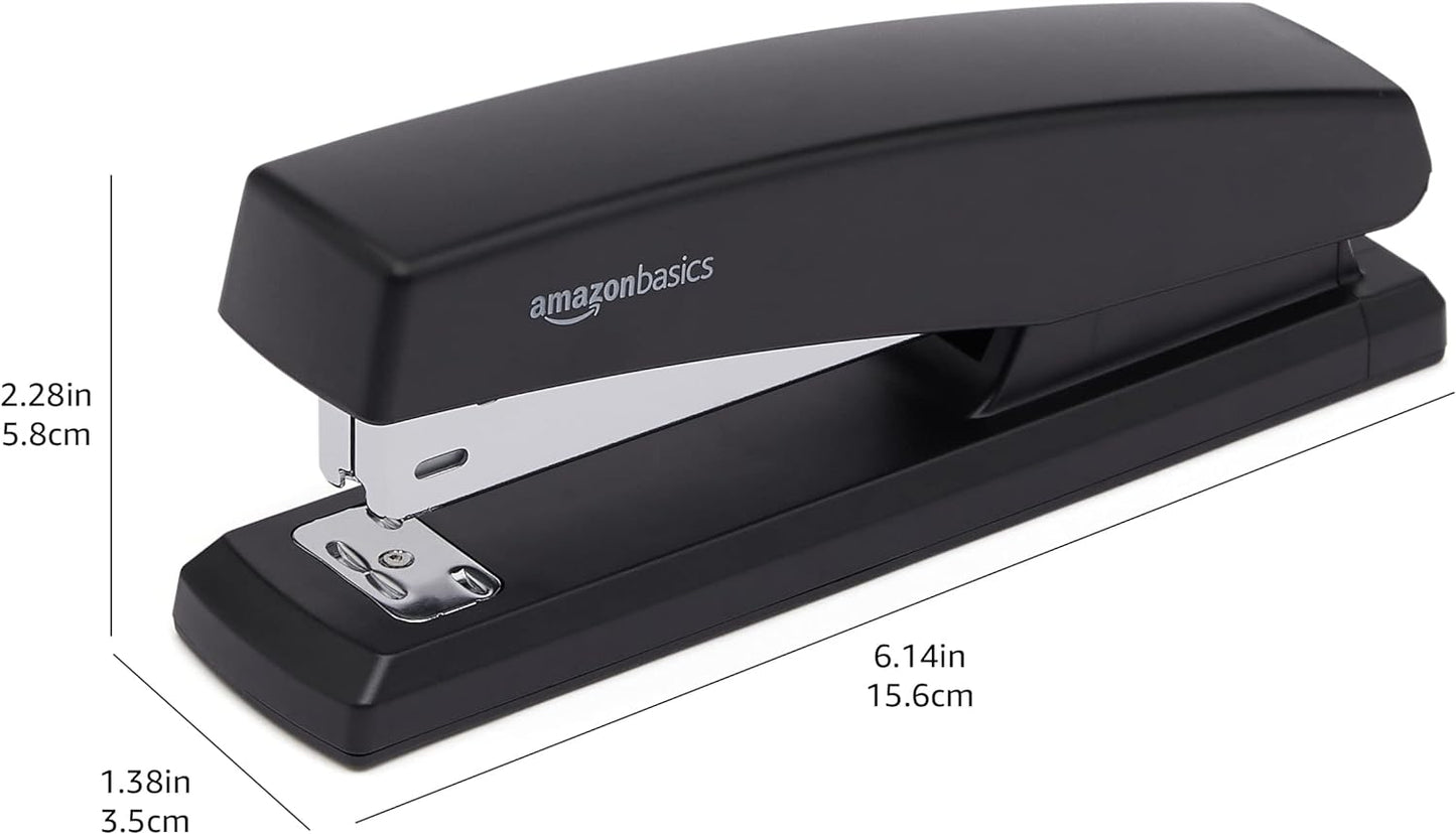 Amazon Basics 25-Sheet Capacity, Non-Slip, Office Desk Stapler with 1000 Staples, Black - Pack of 12