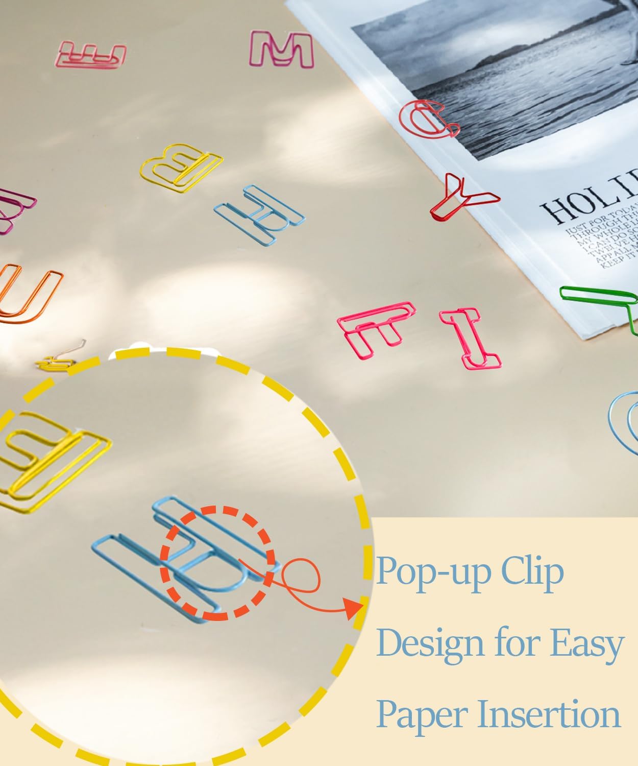 52 Pcs Stainless Steel Paper Clips - Alphabet Letter Clips for Office & School with Storage Box Assorted Color (Family Series)