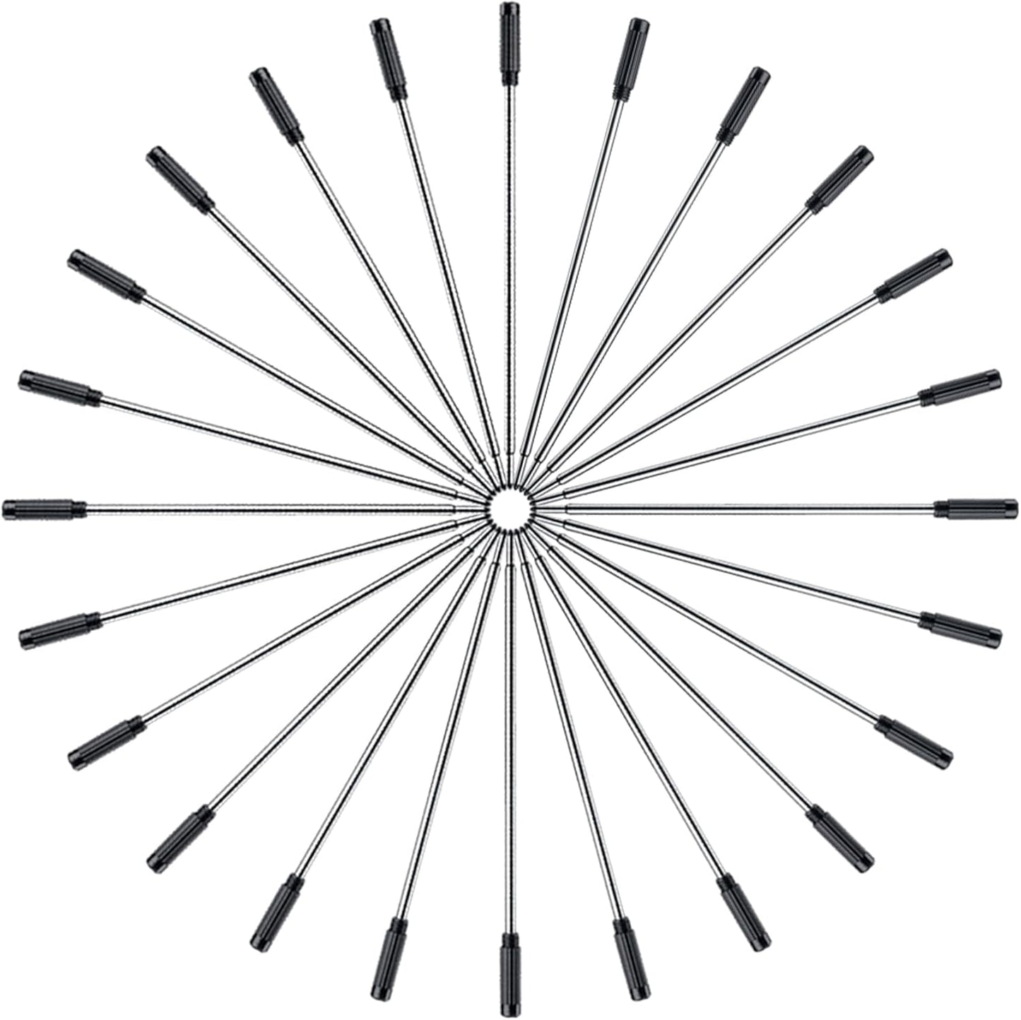 DunBong Black Ink Refill Pack of 5, Replaceable Ballpoint Pen Refills, Medium Point Metal Refill (Black)