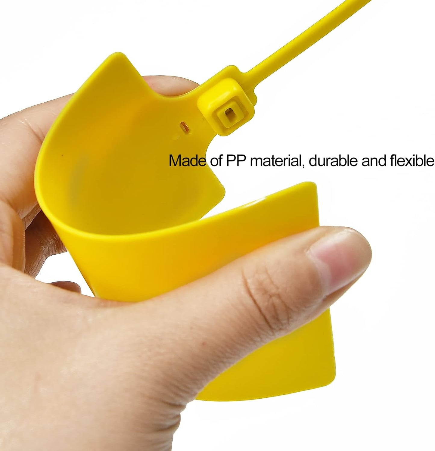 100 Yellow Plastic Writable Shipping Tags - Large, Waterproof, Hanging Labels with One Permanent Marker Pen