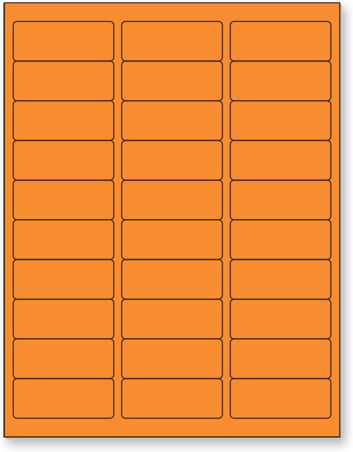 NextDayLabels - 8-1/2 x 11" Neon Color High Light Fluorescent Labels for Laser & Inkjet Printer (Orange Fluorescent, 1" x 2-5/8" - 30 Per Page | 750 Labels)