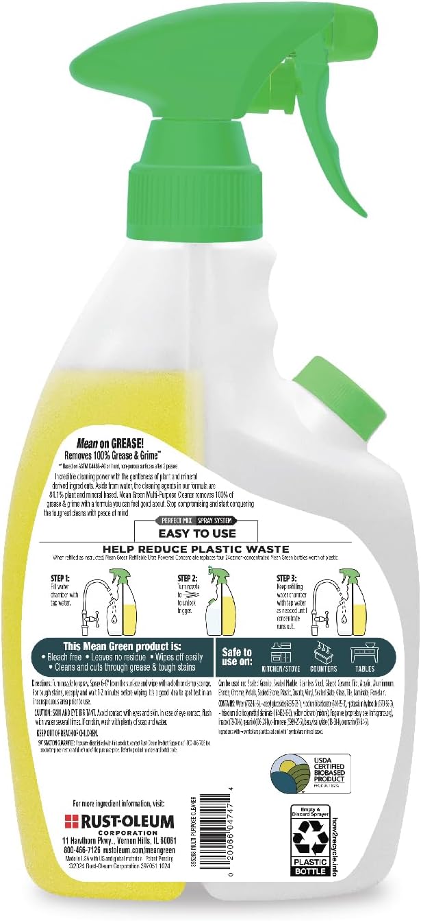 Mean Green Refillable Ultra Powered CONCENTRATE Multi-Purpose Cleaner, Citrus & Green Tea, 14.3 Ounce, 6 Pack