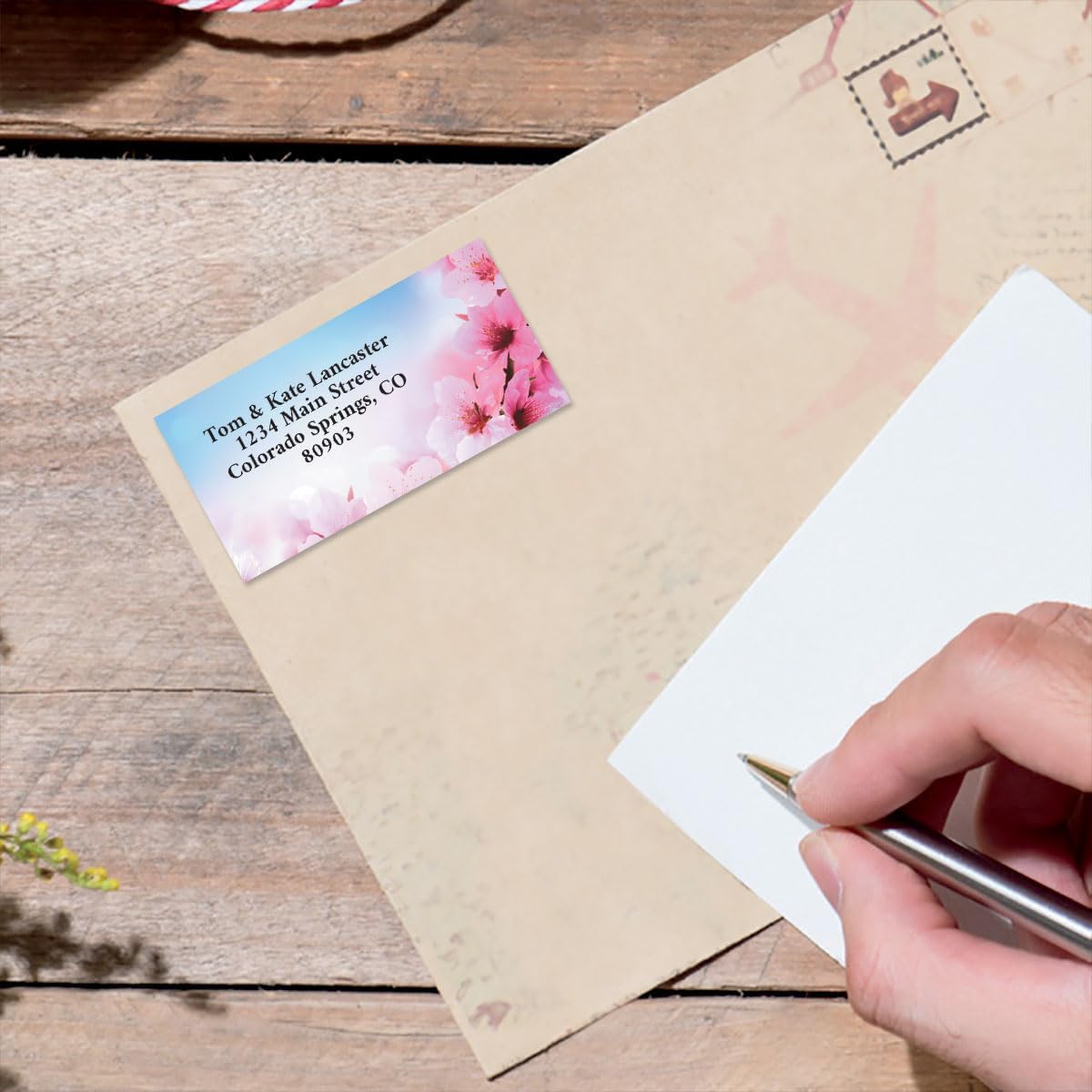 Colorful Images Peach Blossom Floral Return Address Mailing Labels, Personalize with Name & Address, Set of 144 Self Adhesive, Easy Peel Flat Label Sheets, Large, 1 Designs