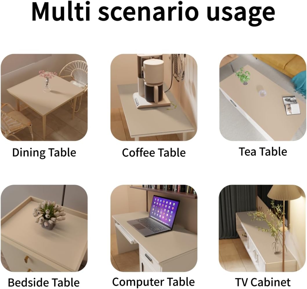 Leather Table Cover,1.8mm Thick,12x84 Inch Desk Cover,Dresser Cover Top,Dresser Protector Top,Dresser Cover,End Table Cover.(Light Brown+Gray,12x84)