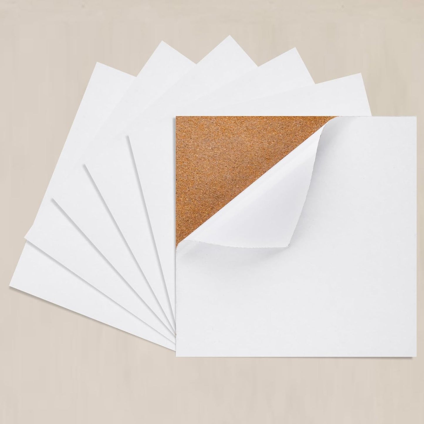 6 Pac Self-Adhesive Square Cork Boards for Wall with 100 Push Pins for Bulletin Boards Cork Wall Home School Office Decorative（12"x12"x1/4" ）